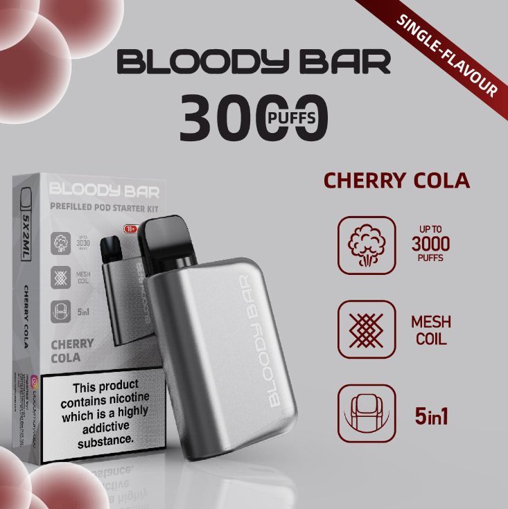 5 in 1 Bloody Bar 3000 Puffs Prefilled Pod Box of 5