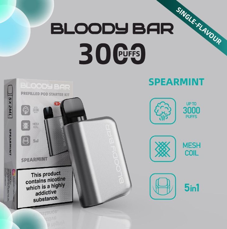 5 in 1 Bloody Bar 3000 Puffs Prefilled Pod Box of 5
