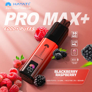Hayati Pro Max+ 6000 Puffs Vape Kit UK, with Red colour and having Blackberry raspberry Flavour.