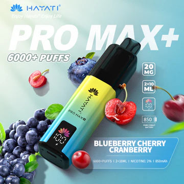 Hayati Pro Max+ 6000 Puffs Vape Kit UK, with Blue and Yellow colour and having BlueberryCherryCranberry Flavour.