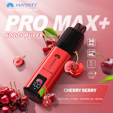 Hayati Pro Max+ 6000 Puffs Vape Kit UK, with RED colour and having CherryBerry_1 Flavour