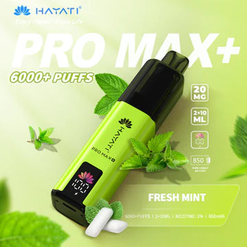 Hayati Pro Max+ 6000 Puffs Vape Kit UK, with Green colour and having FreshMint_Flavour