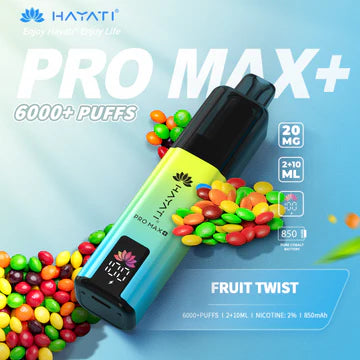 Hayati Pro Max+ 6000 Puffs Vape Kit UK, with Yellow and Blue colour and having FruitTwist_ Flavour