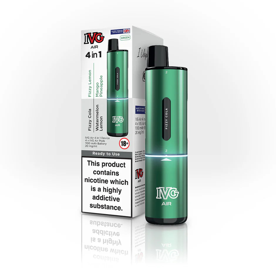 IVG Air 4-in-1 Green Edition disposable vape in Green colour with four flavours
