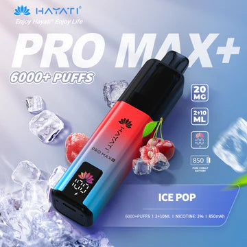 Hayati Pro Max+ 6000 Puffs Vape Kit UK, with Red and Blue colour and having IcePop_ Flavour