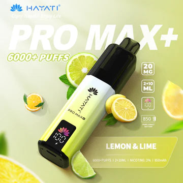 Hayati Pro Max+ 6000 Puffs Vape Kit UK, with White and Yellow colour and having Lemon_Lime_ Flavour.