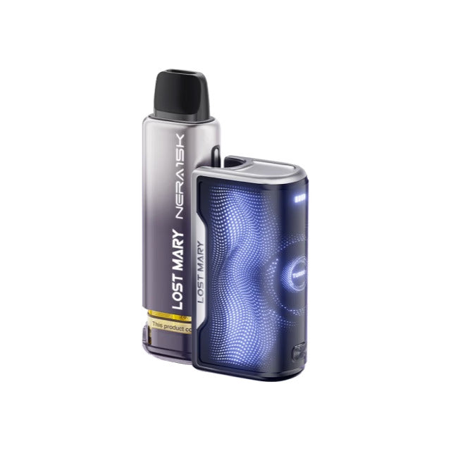 Hayati Pro Max+ 6000 Puffs Vape Kit UK, with Silver, blue, black and having Lost-Mary-Nera_ Flavour