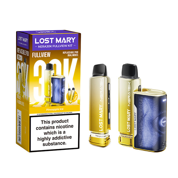 Hayati Pro Max+ 6000 Puffs Vape Kit UK, with, Yellow, gold, blue and having Nera30k_Pineapple-Ice_ Flavour
