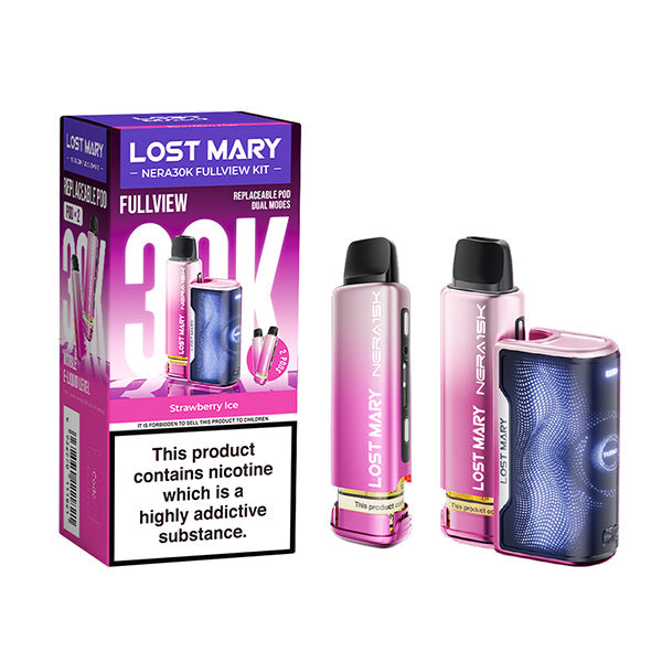 Hayati Pro Max+ 6000 Puffs Vape Kit UK, with, Pink, light pink, grey, blue and having Nera30k_Strawberry-Ice_ Flavour