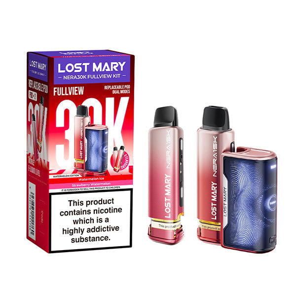 Hayati Pro Max+ 6000 Puffs Vape Kit UK, with Red, pink, grey, blue and having Nera30k_Watermelon_ Flavour