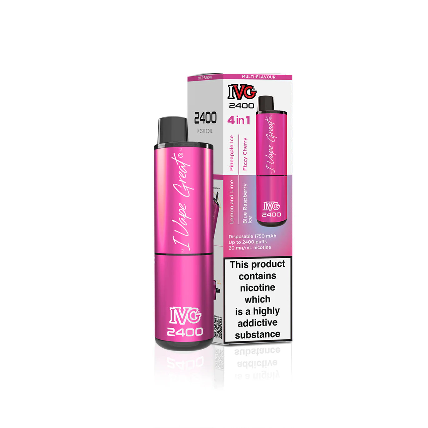 IVG Air 4-in-1 Pink Edition disposable vape in sleek Pink , featuring four flavours