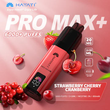 Hayati Pro Max+ 6000 Puffs Vape Kit UK, with Red and having StrawberryCherryCranberry_ Flavour
