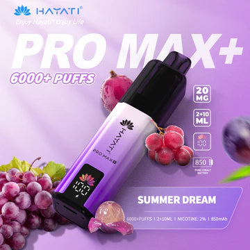 Hayati Pro Max+ 6000 Puffs Vape Kit UK, with light purple at the top to deep purple at the bottomand having SummerDream_Flavour
