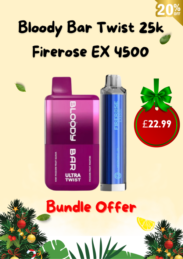 Bloody Bar ultra twist 20k + Firerose 4500 Vape (Any 2 random devices)