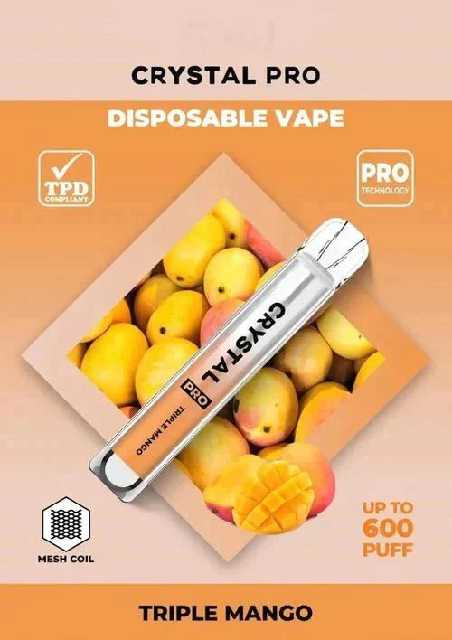 Crystal Pro Bar 600 Puffs Disposable Vape UK, having Triple Mango Flavour.