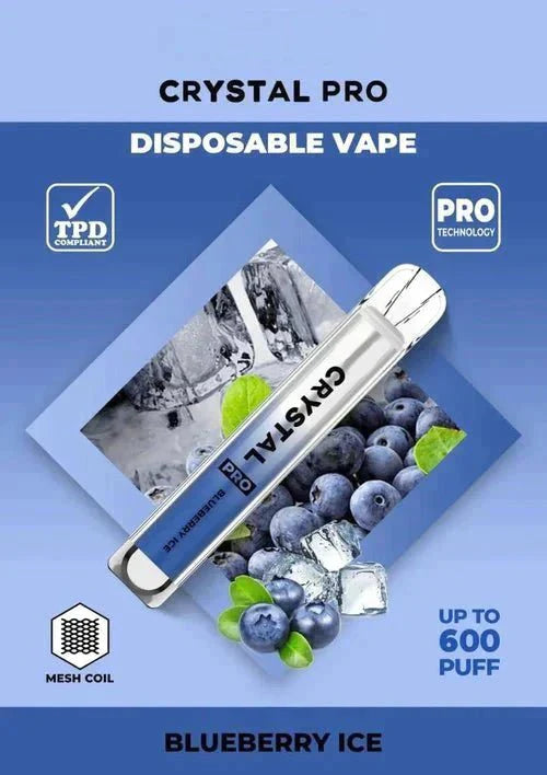 Crystal Pro Bar 600 Puffs Disposable Vape UK, having Blueberry Ice Flavour.