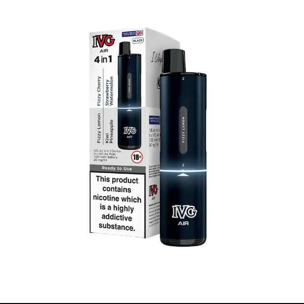 IVG Air 2400 Disposable Vape | 4 IN 1 Flavours UK, with Navy Blue Colour and Having Blue edition and also having ring of light showing outside of body.