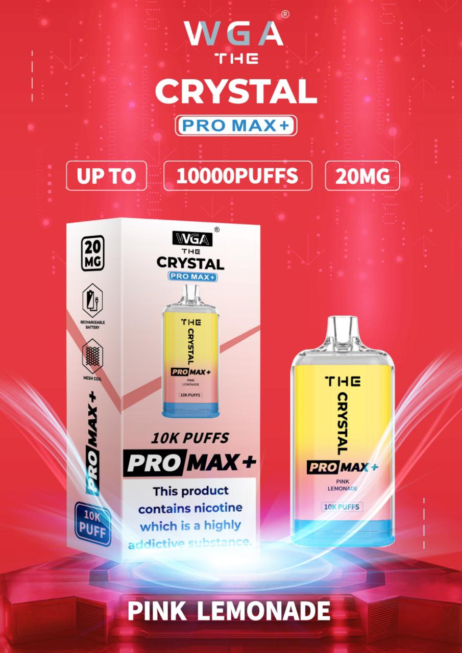 Crystal Pro Max + 10000 Puff Disposable Vape UK, having Pink Lemonade Flavour.
