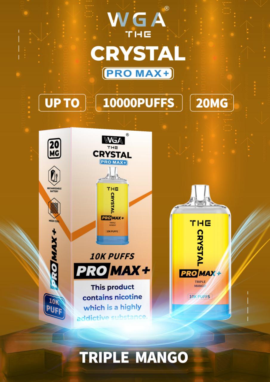 Crystal Pro Max + 10000 Puff Disposable Vape UK, having Triple Mango Flavour.