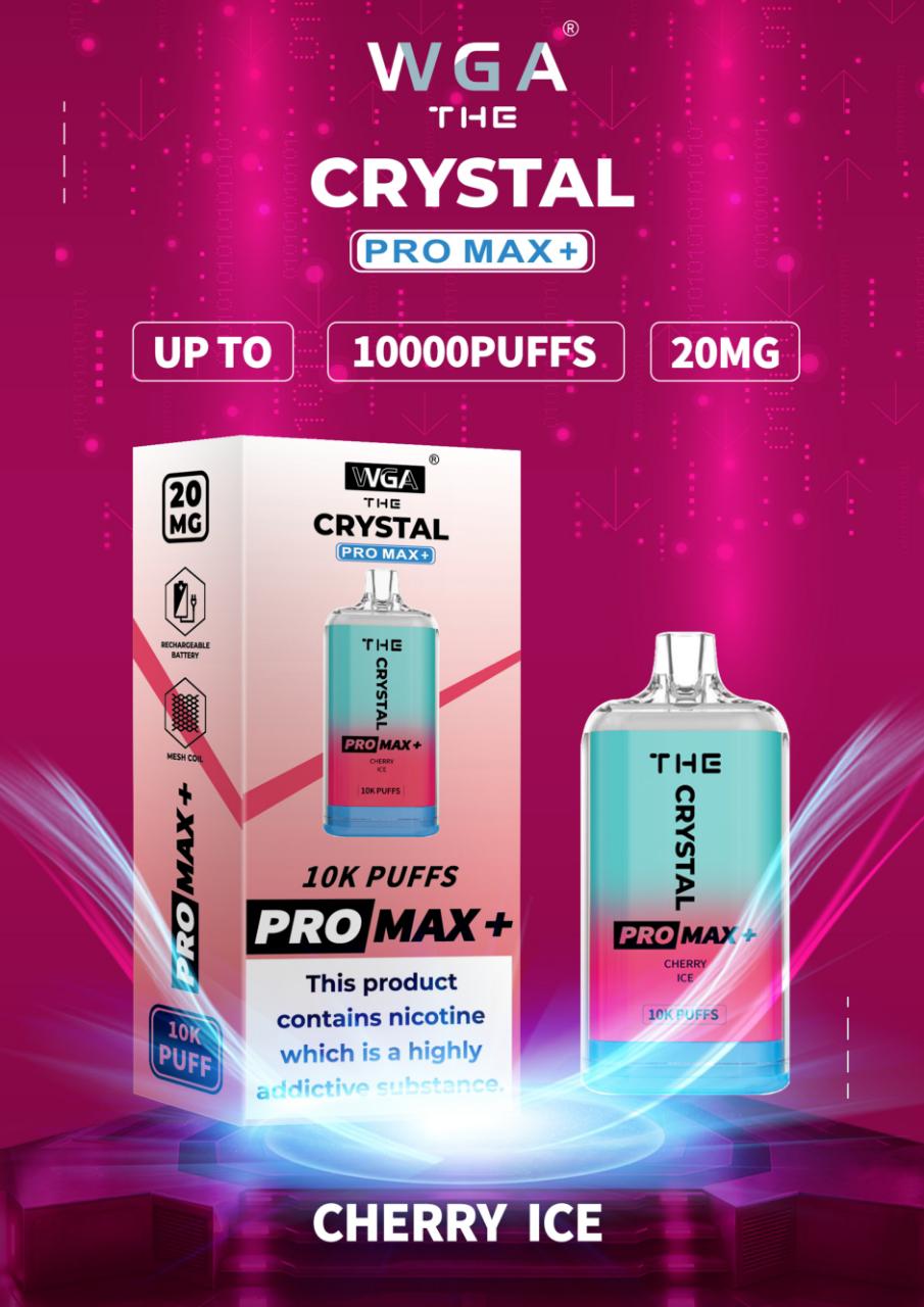 Crystal Pro Max + 10000 Puff Disposable Vape UK, having cherry Ice Flavour.