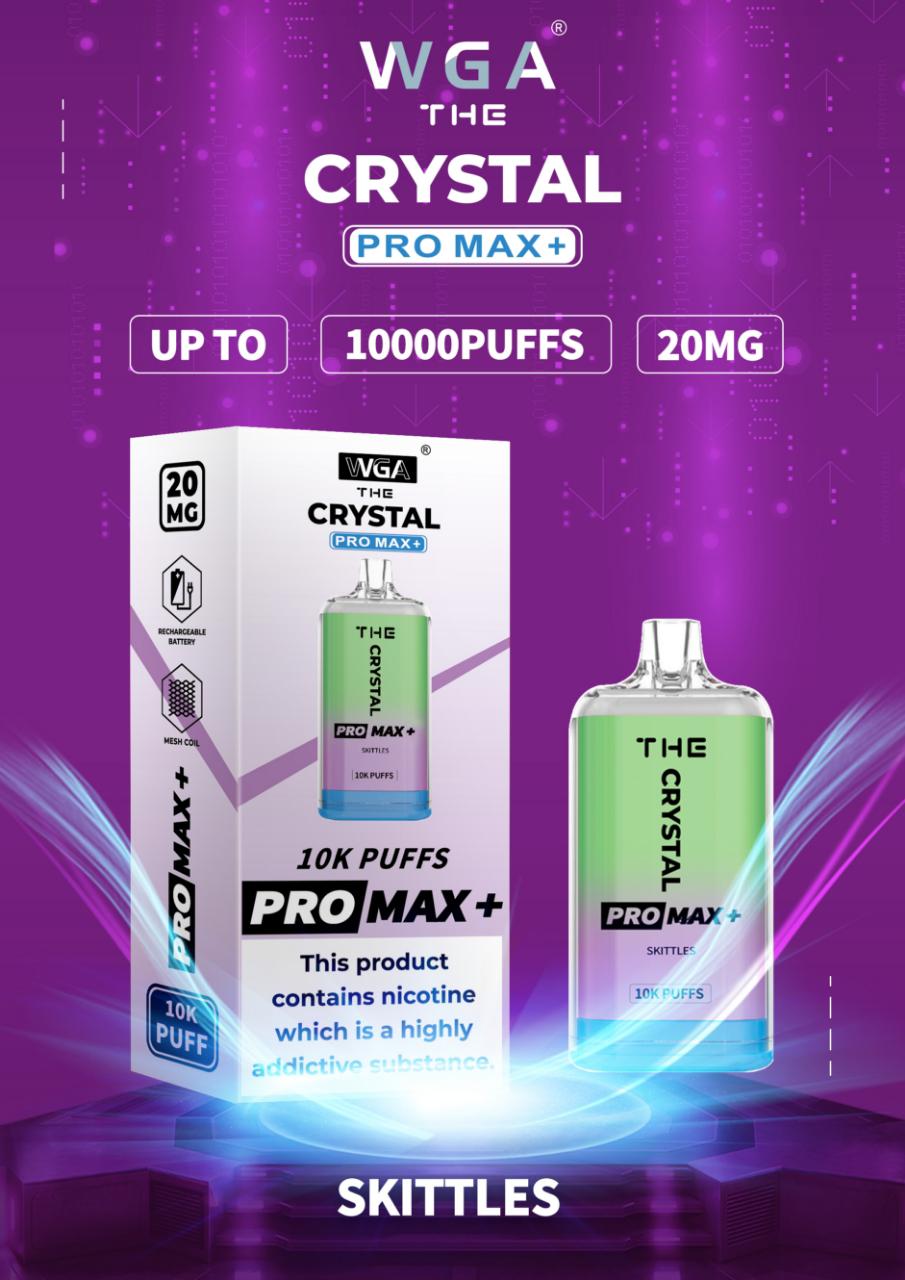 Crystal Pro Max + 10000 Puff Disposable Vape UK, having Skittles Flavour.