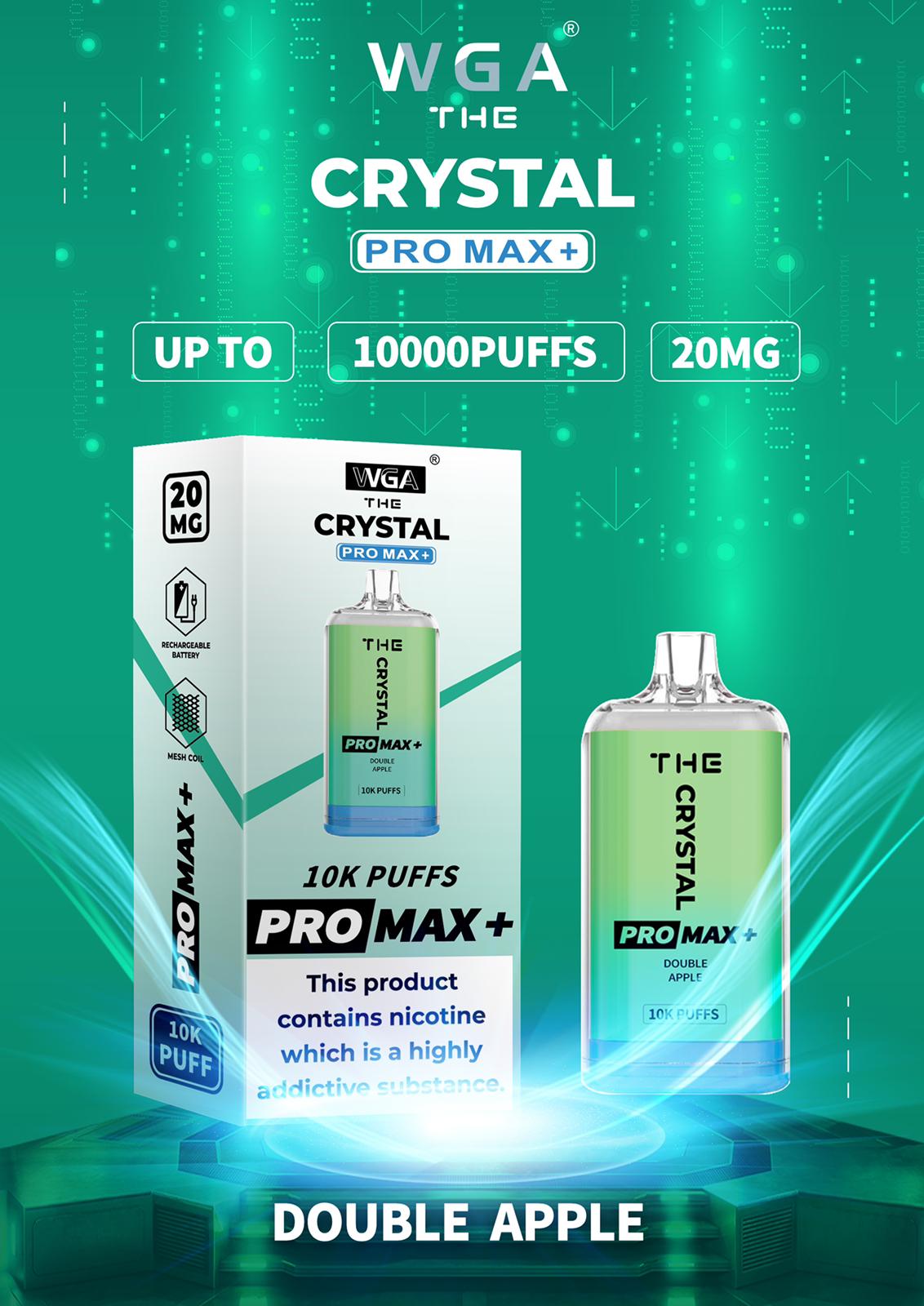 Crystal Pro Max + 10000 Puff Disposable Vape UK, having Double Apple Flavour.