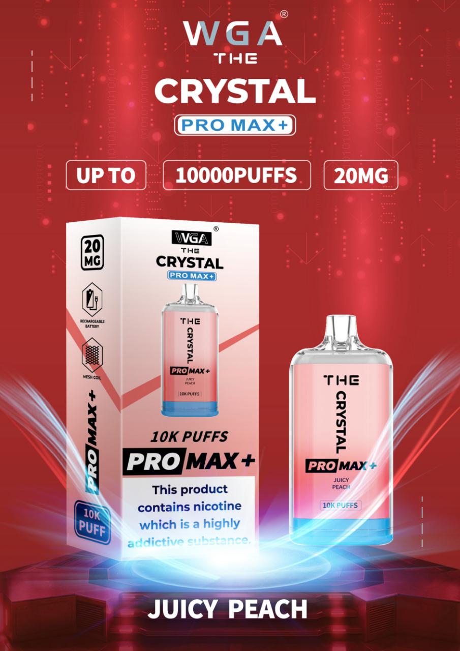 Crystal Pro Max + 10000 Puff Disposable Vape UK, having Juicy Peach Flavour.