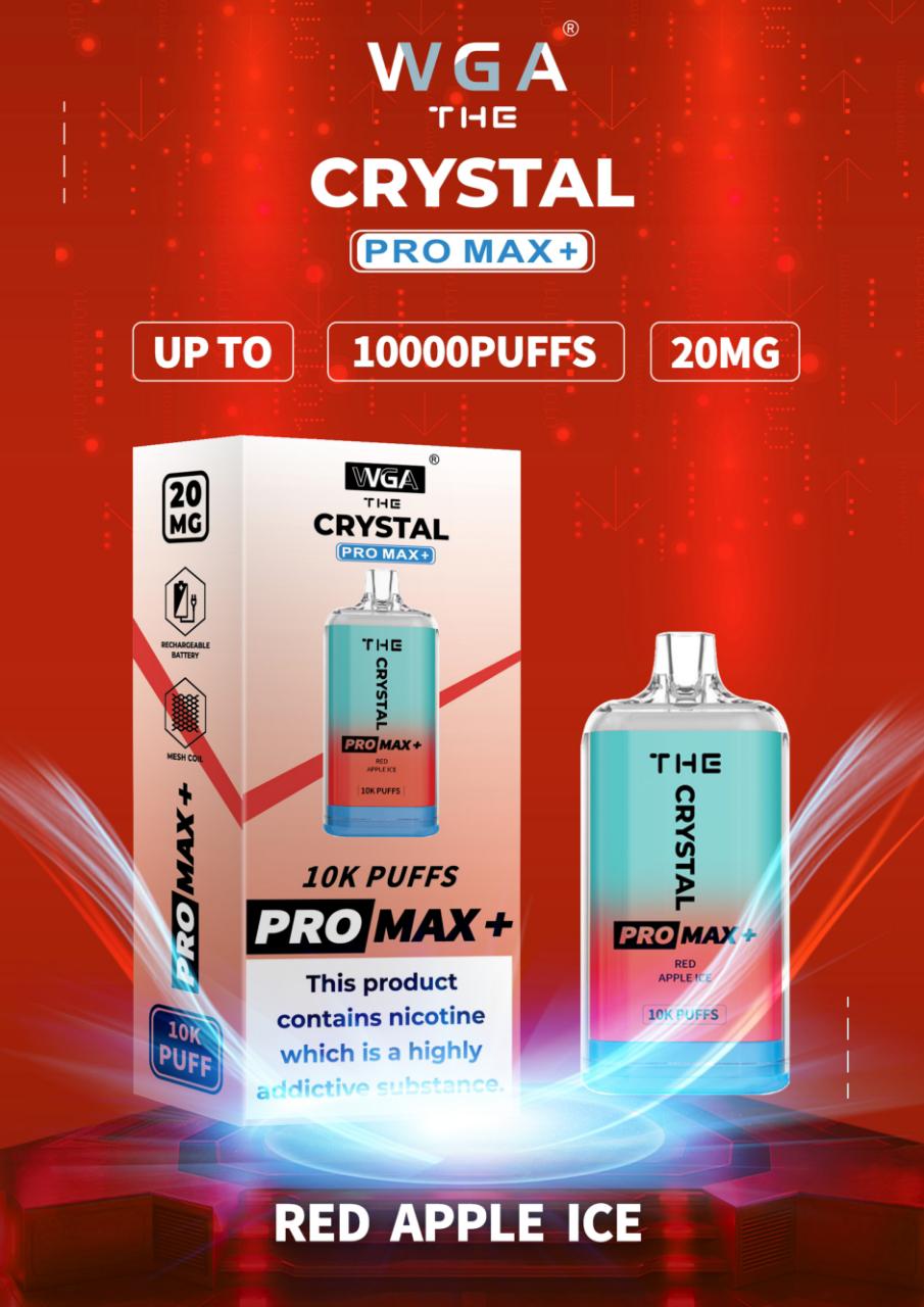 Crystal Pro Max + 10000 Puff Disposable Vape UK, having Red Apple Ice Flavour.