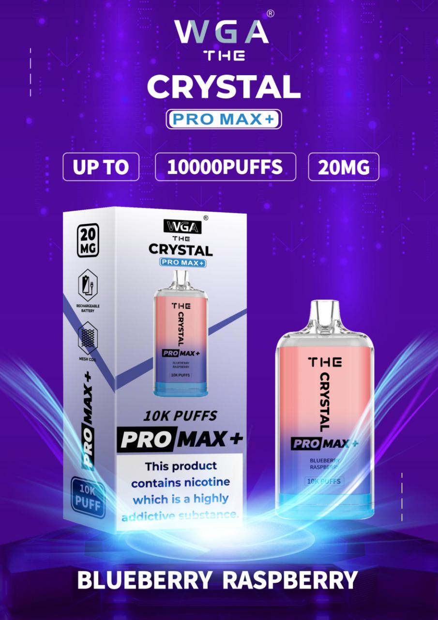Crystal Pro Max + 10000 Puff Disposable Vape UK, having Blueberry Raspberry Flavour.