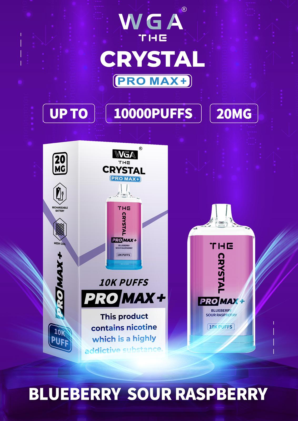 Crystal Pro Max + 10000 Puff Disposable Vape UK, having Blueberry Sour Raspberry Flavour.
