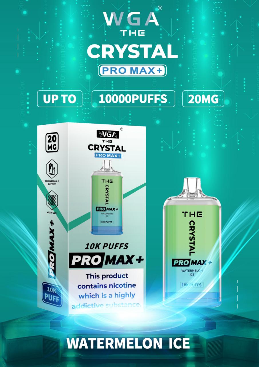 Crystal Pro Max + 10000 Puff Disposable Vape UK, having Watermelon Ice Flavour.