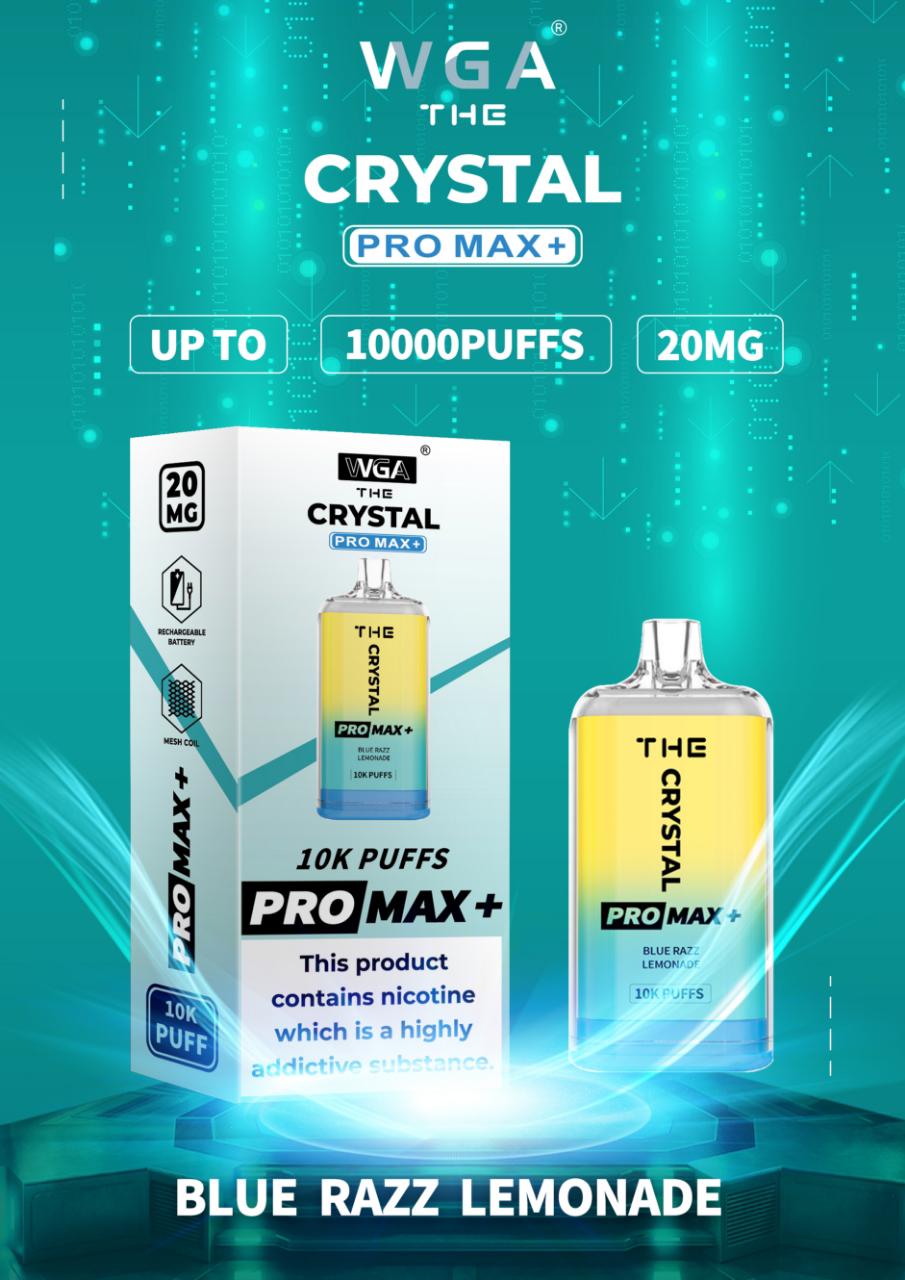 Crystal Pro Max + 10000 Puff Disposable Vape UK, having Blue Razz Lemonade Flavour.