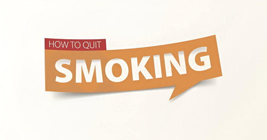 Speech bubble with the words "How to Quit Smoking" in bold white and red text on an orange background.
