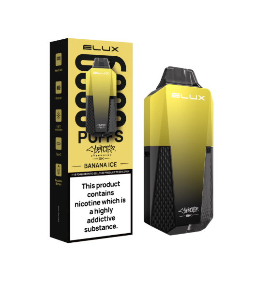 Elux Cyberover 6000 Puffs Disposable Vape UK, Having Banana Ice Flavour.