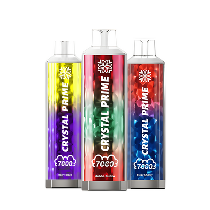 crystal prime 7000 puffs vape stack three flavours vape in a white background