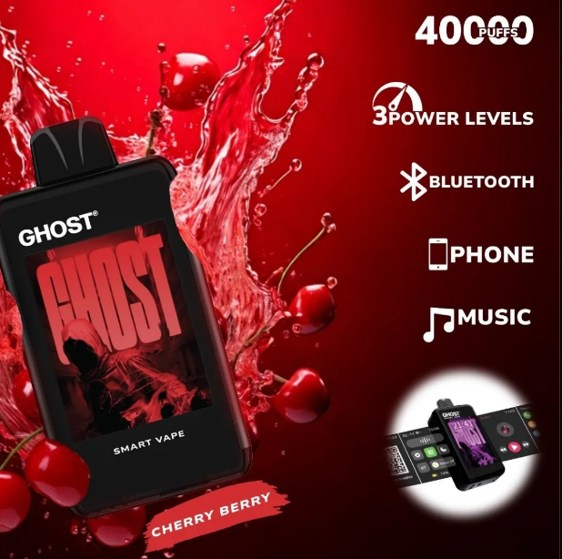 Ghost Smart Vape 40000 Puffs Disposable Vape UK, with  Red colour and having Cherry Berry Flavour.