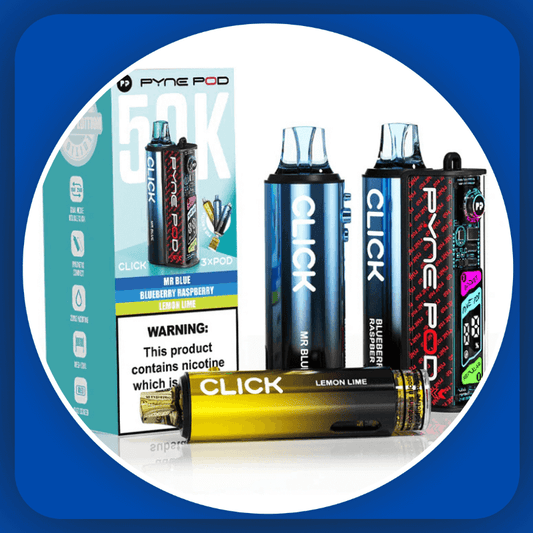 Box of 5 collection of Pyne Pod and Click vape devices up to 50k puffs. 