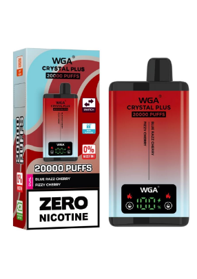 WGA Crystal Plus 20000 Disposable Vape 2-in-1 Rechargeable Device, having red and Sky Blue colour and Two flavours one Blue Razz Cherry and second Fizzy Cherry.