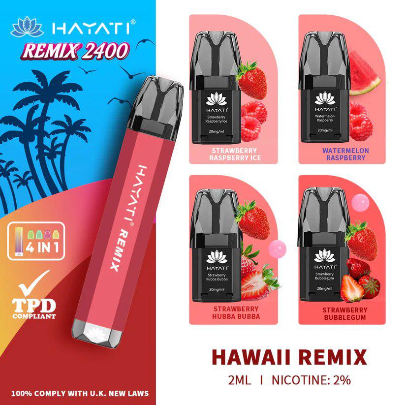 Hayati Remix 2400 Puffs 4 in 1 Disposable Vape Pod Kit (Pack of 10)