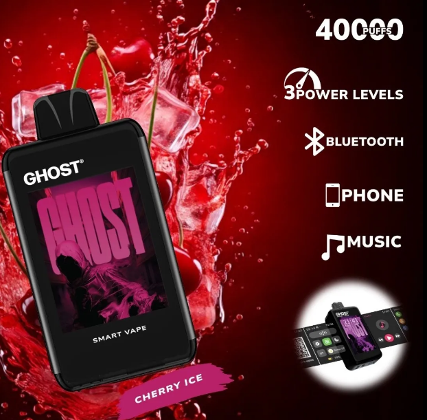 Ghost Smart Vape 40000 Puffs Disposable Vape UK, with  Pink colour and having Chery Ice Flavour.