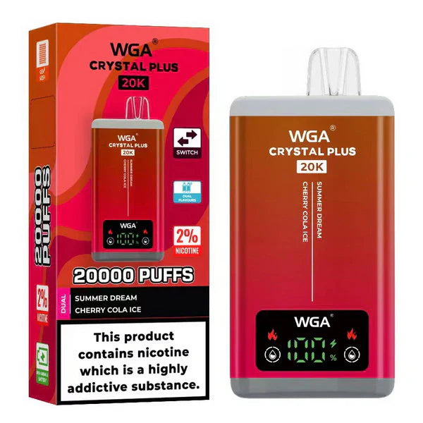 WGA Crystal Plus 20000 Disposable Vape 2-in-1 Rechargeable (Box of 10)