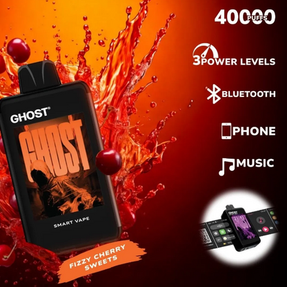 Ghost Smart Vape 40000 Puffs Disposable Vape UK, with  Orange colour and having Fizzy cherry sweet  Flavour.