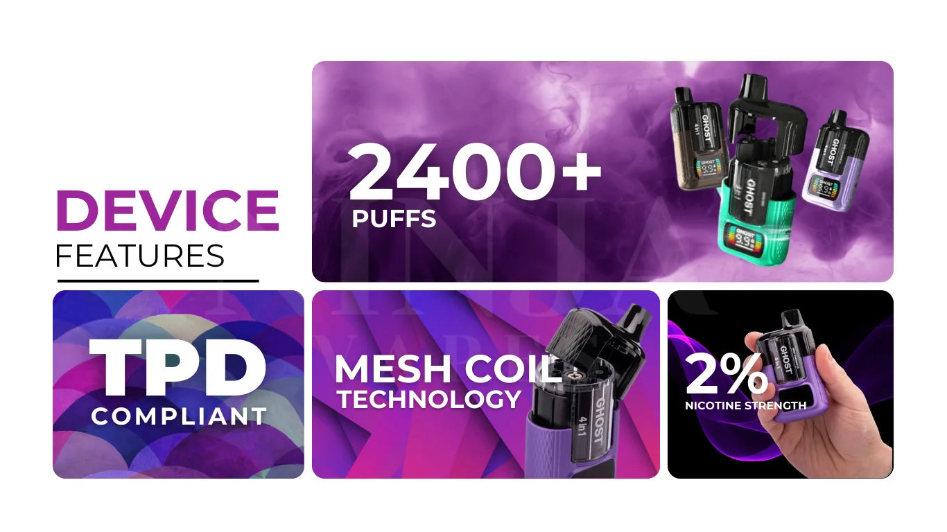 Ghost 4 in 1 2400 Puffs Vape Kit | Only £8.99 | Any 3 for £24