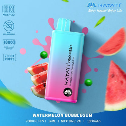 Hayati Duo Mesh 7000 Disposable Vape Puff Bar Pod Box of 10