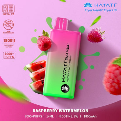 Hayati Duo Mesh 7000 Disposable Vape Puff Bar Pod Box of 10