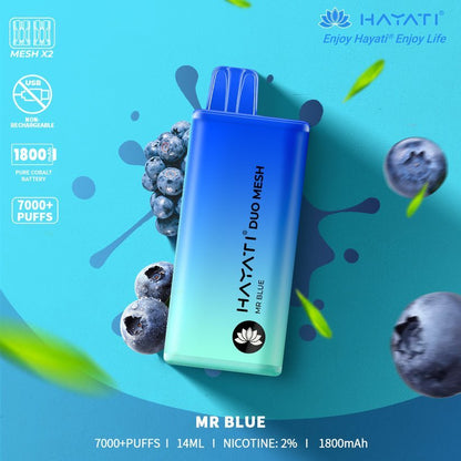 Hayati Duo Mesh 7000 Disposable Vape Puff Bar Pod Box of 10