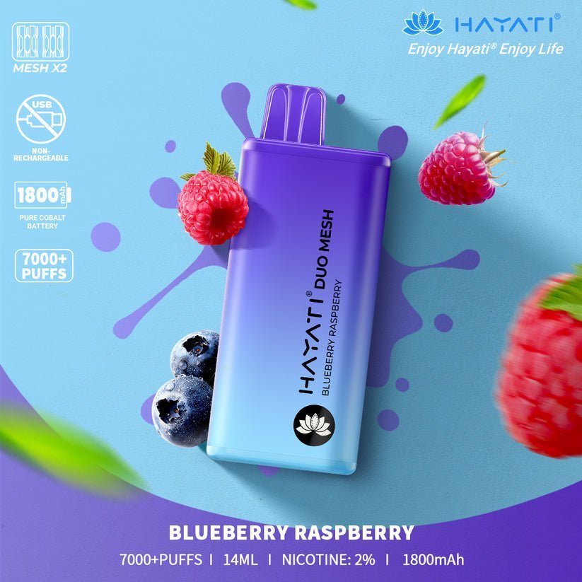 Hayati Duo Mesh 7000 Disposable Vape Puff Bar Pod Box of 10