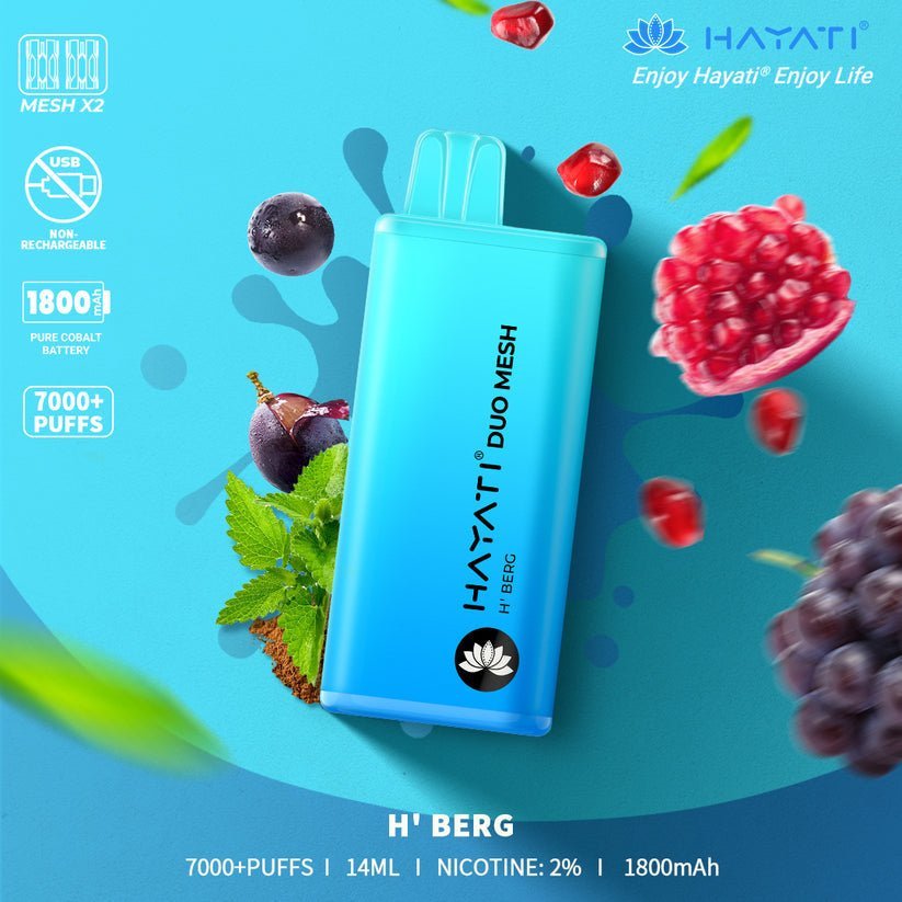 Hayati Duo Mesh 7000 Disposable Vape Puff Bar Pod Box of 10