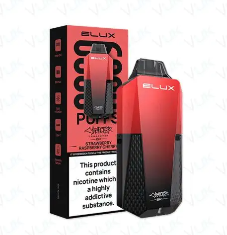 Elux Cyberover 6000 puffs disposable vape UK, having Strawberry Raspberry   Cherry Flavour.