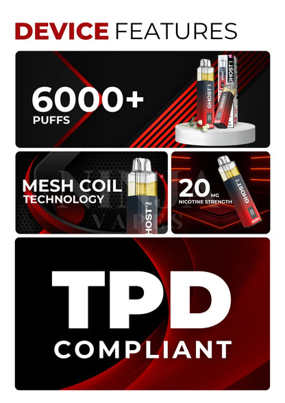 Vapes Bar Ghost Pro 6000+ Puffs Vape Kit